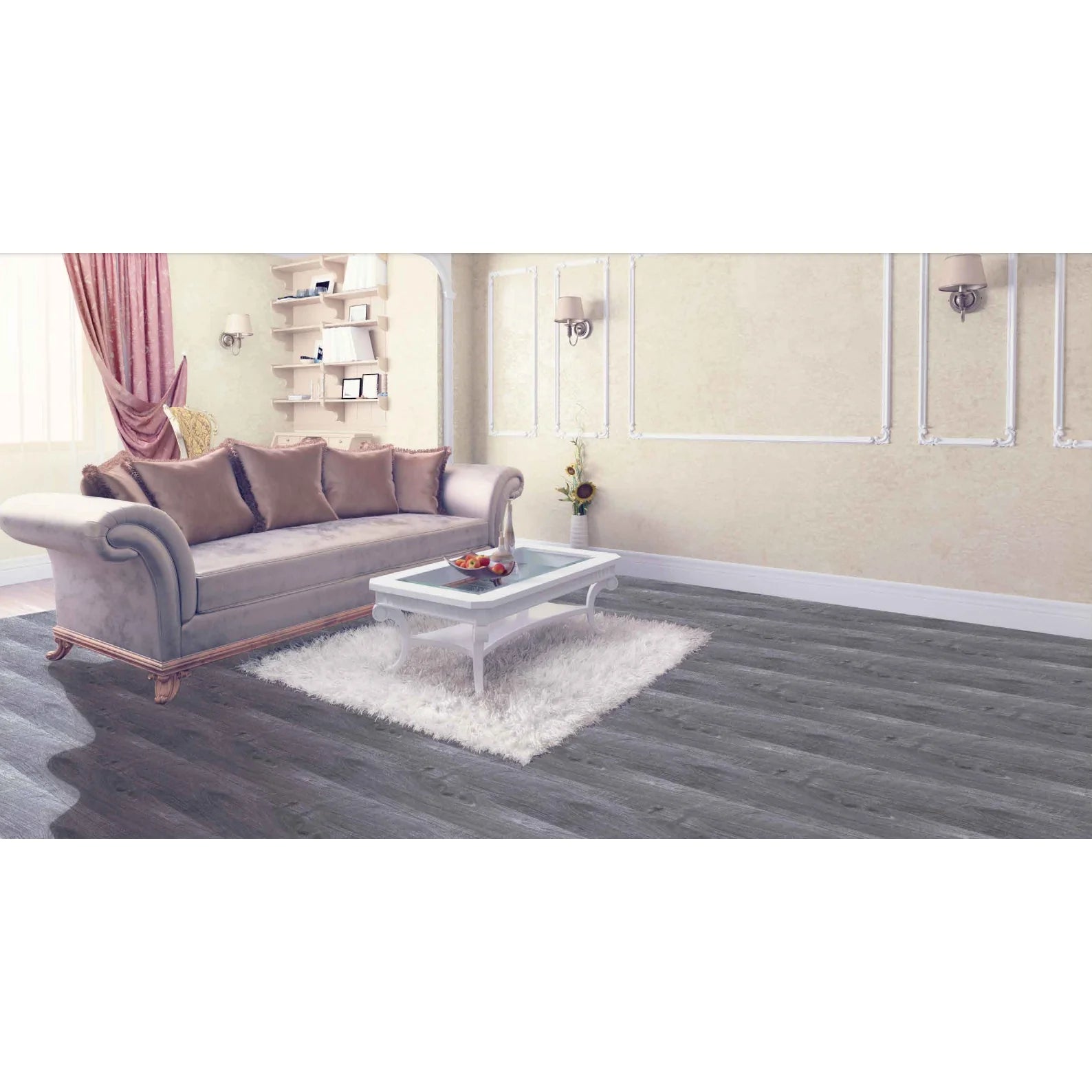 Set 36 Placi, De Pardoseala, AT PERFORMANCE®, durabil, autoadezive, PVC, 914.4mm x152.4mm, mm 5 m²/box, Gri cenusiu